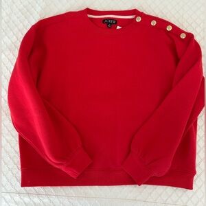 Red Sweater with Gold Button Accents